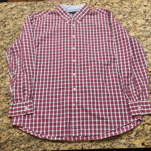 Tommy Hilfiger Other - Tommy Hilfiger Mens XXL Red White Blue Plaid Long Sleeve Button Down Shirt ws